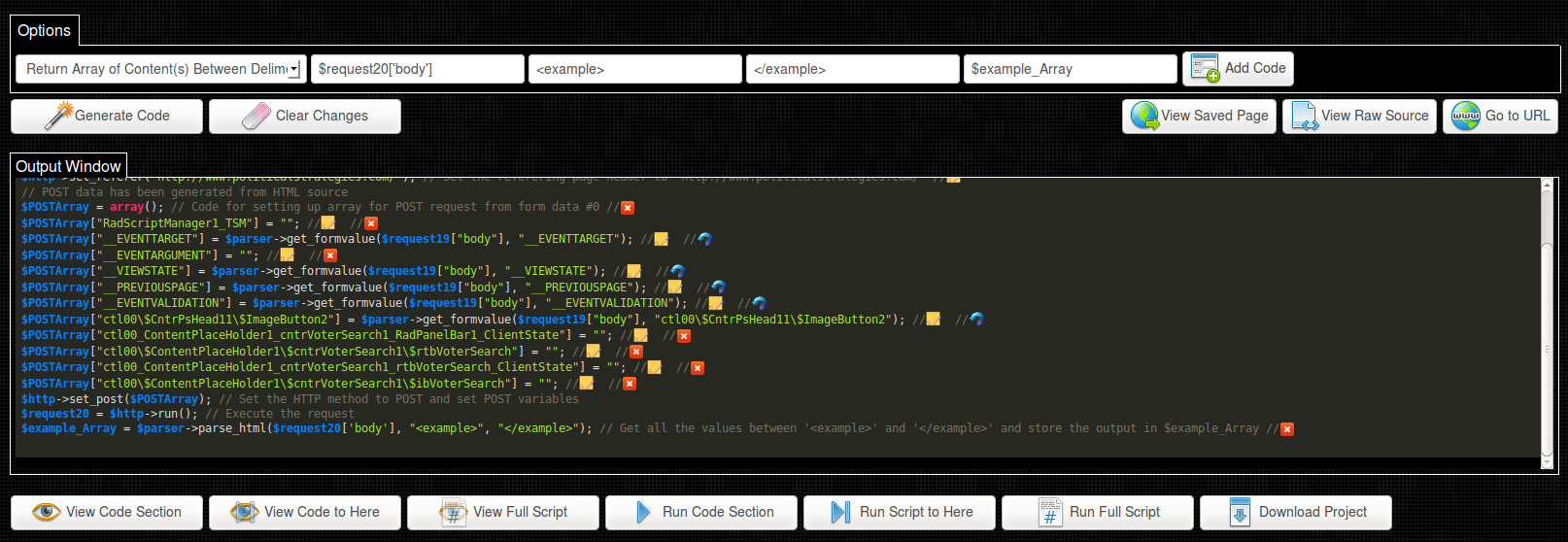 Example of IDE Code Adder