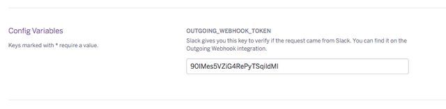 Outgoing Webhook Token config variable