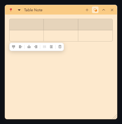 A table with its floating action bar