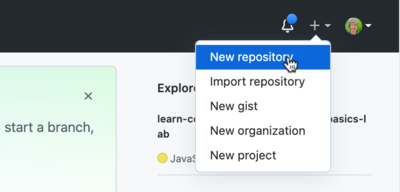 new repo drop down