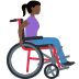 Woman in manual wheelchair facing right: dark skin tone