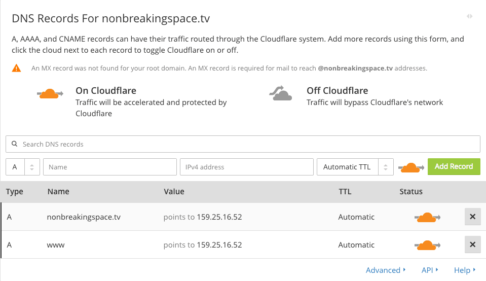 Cloudflare 给出的 DNS 记录报告