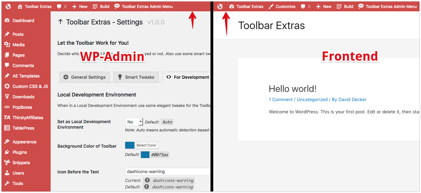 Toolbar Extras - smart tweak: use the same color scheme for Toolbar on the frontend as in the WP-Admin
