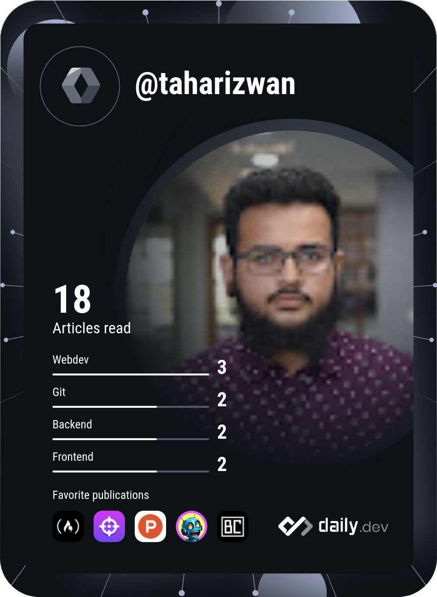 Taha Rizwan's Dev Card