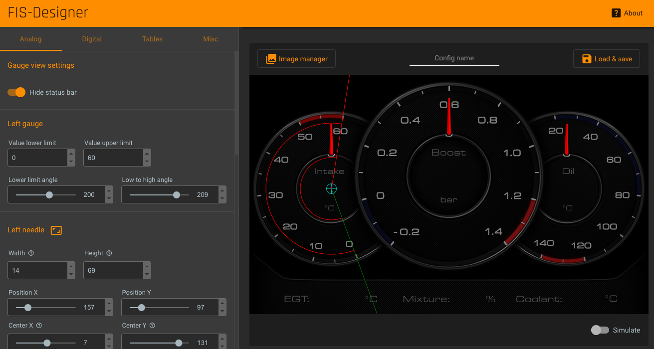 Gauge config window