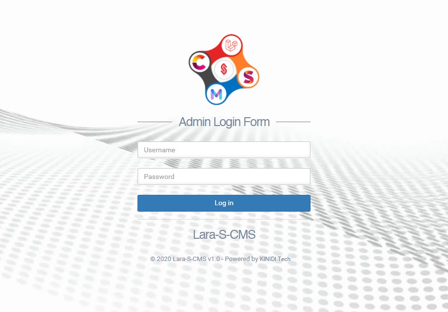 LARA-S-CMS Login Page