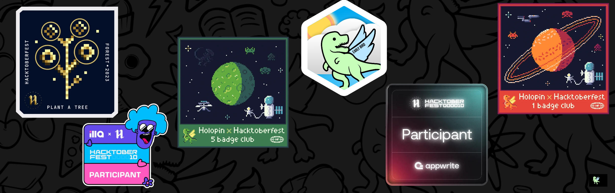 An image of @lauraharoescoi's Holopin badges, which is a link to view their full Holopin profile