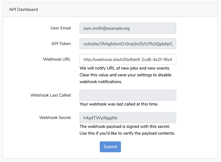 API Dashboard