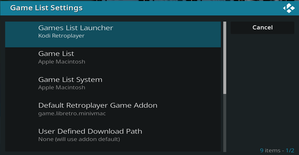 IAGL Game List Settings