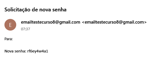 email com a nova senha