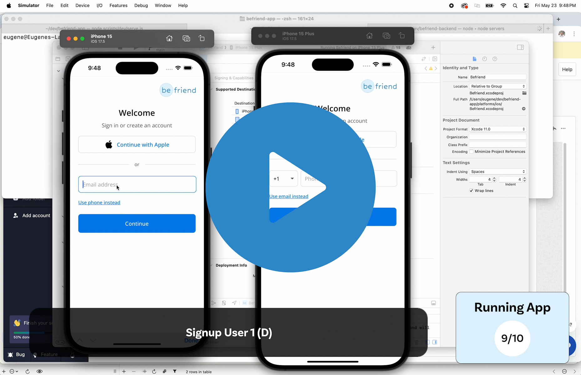 Befriend Backend & Frontend Setup Video