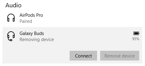 Samsung Galaxy Buds on android devices - Removing device