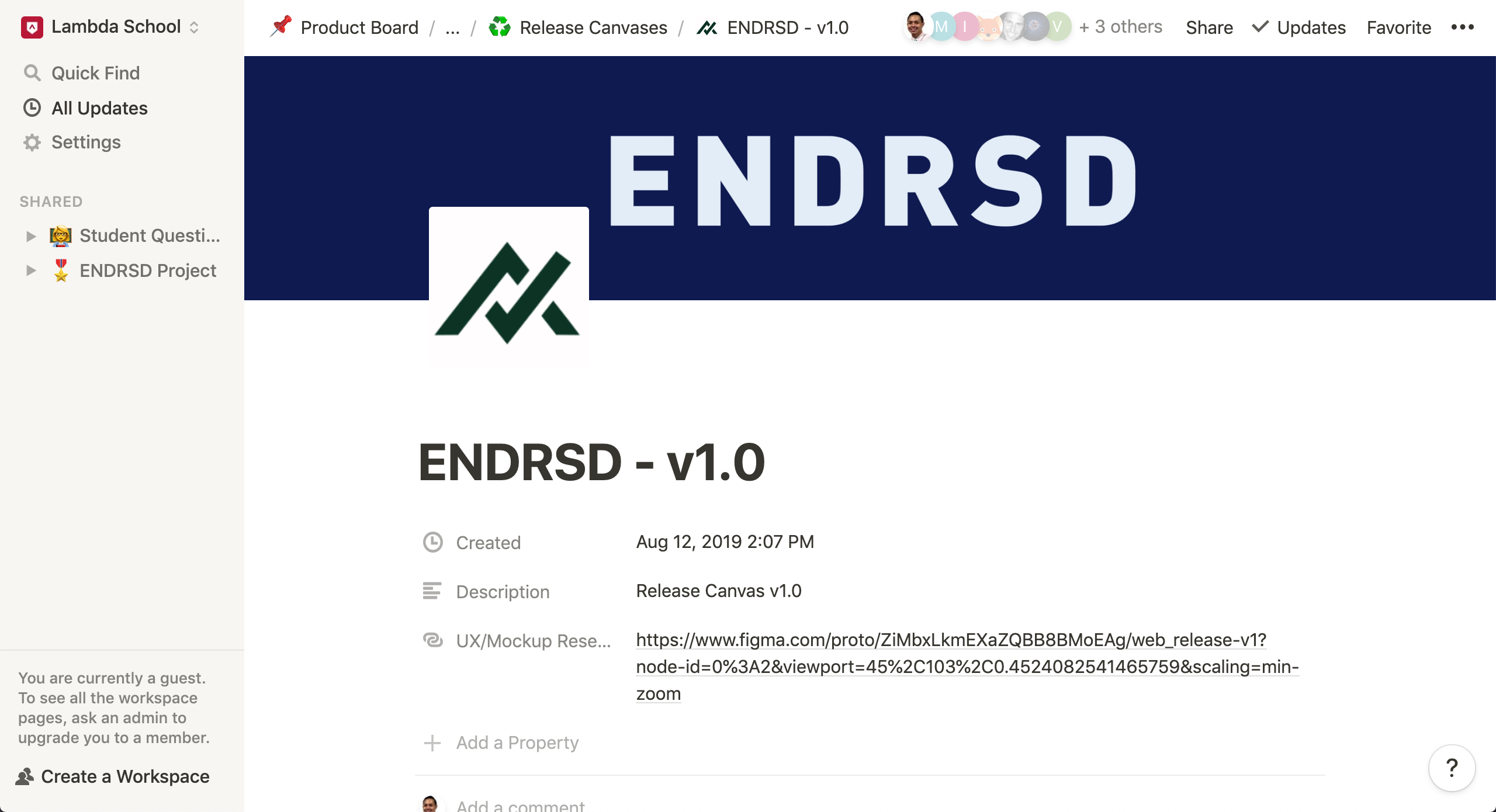 ENDRSD Notion document release canvas v1.0