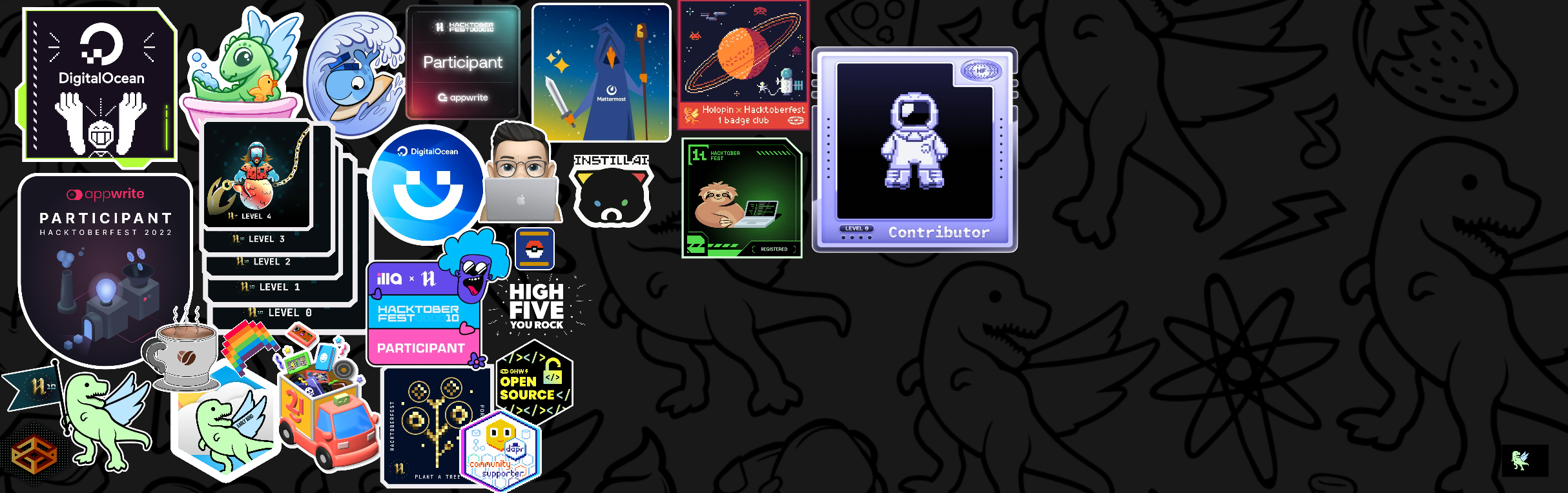 An image of @jayoaks's Holopin badges, which is a link to view their full Holopin profile