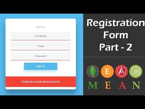 Video Tutorial for MEAN Stack User Registration Form in Angular 6