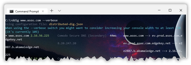 ddig column width warning