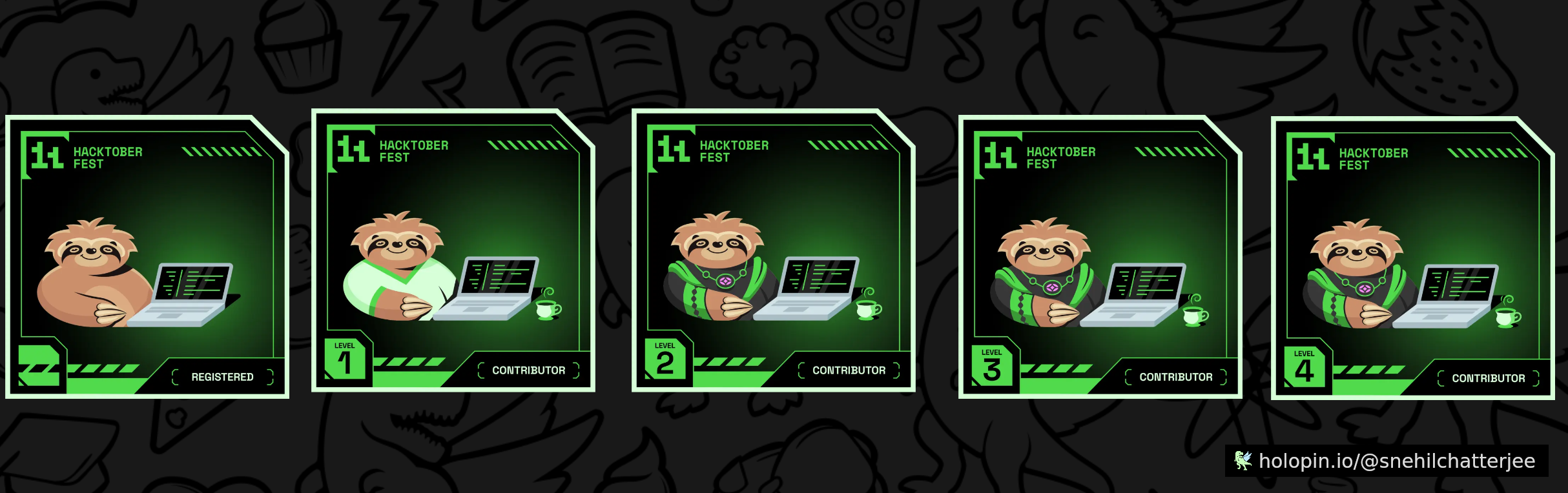 An image of @snehilchatterjee's Holopin badges, which is a link to view their full Holopin profile