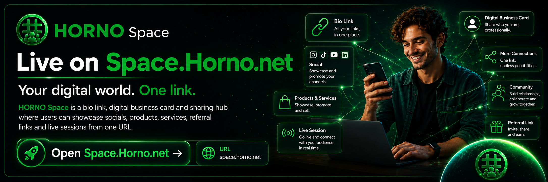 Live on HORNO Space — open Space.Horno.net