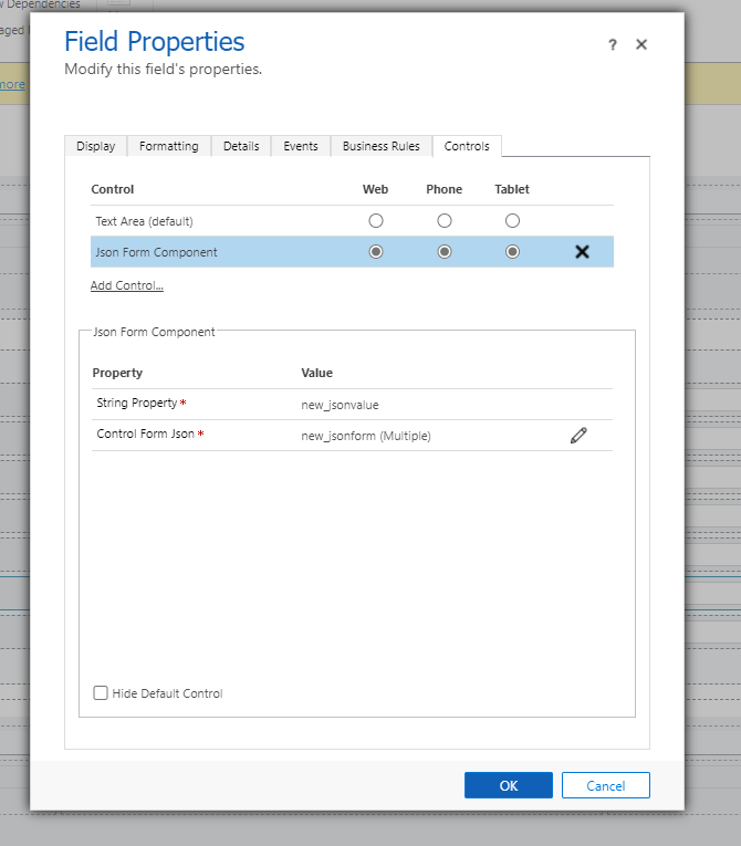 PCF Form Json Properties