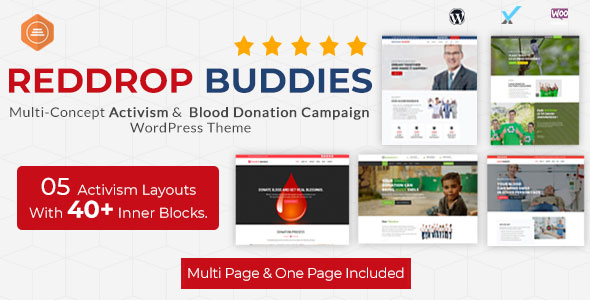 Reddrop Buddies - Blood Donation Campaign WordPress Theme