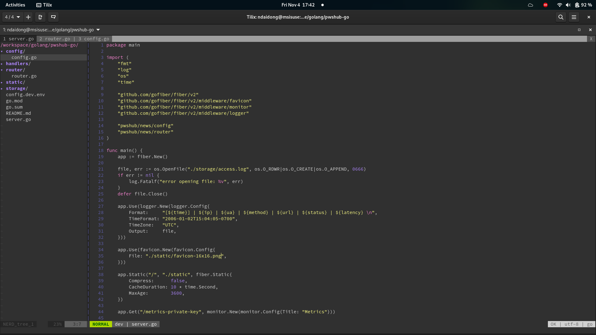 VIM in my desktop - Golang