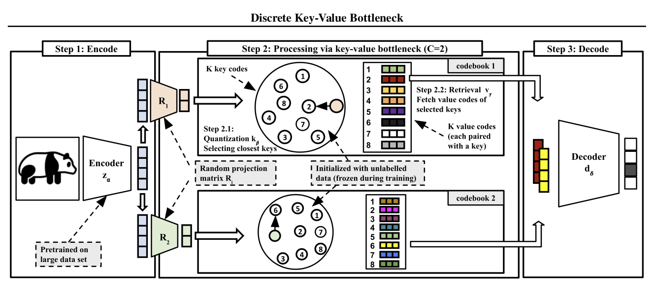 The model architecture proposed in Discrete Key Value Bottleneck