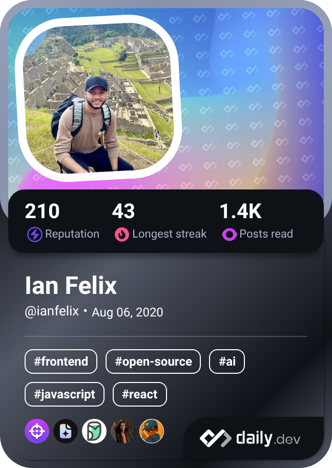 Ian Felix's Dev Card