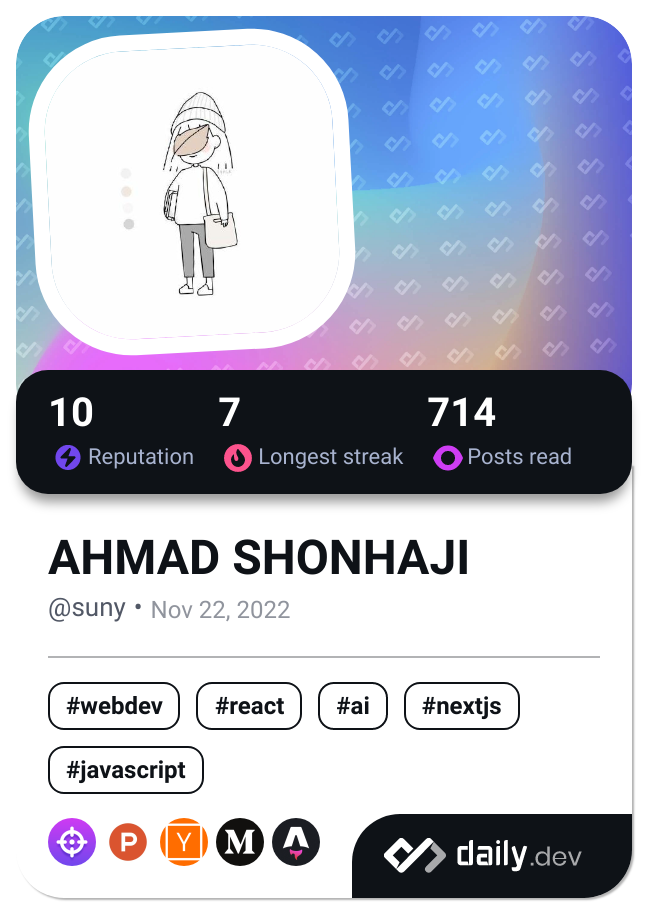 AHMAD SHONHAJI's Dev Card