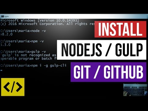 Install nodejs, gulp v4, git and github