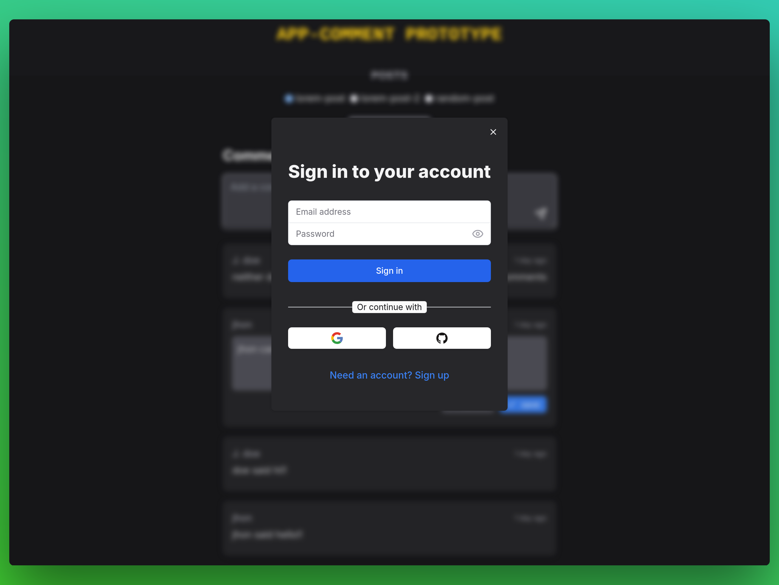 login form