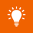 Logo: white lightbulb on HN orange