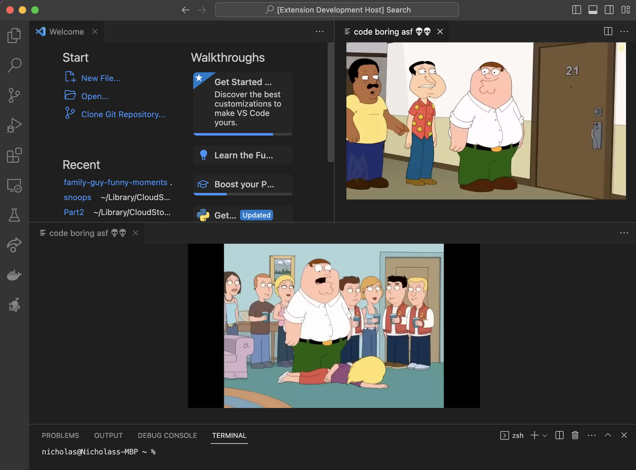 GitHub - nick-dimeglio/vscode-funny-moments: boring ahh extensions · GitHub