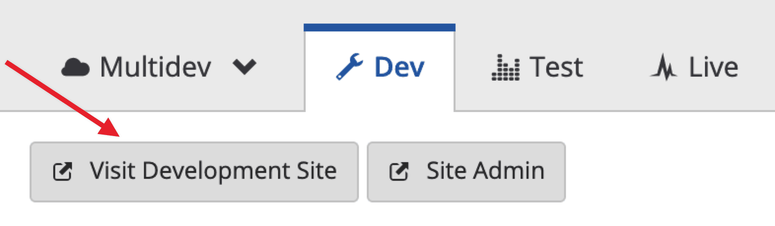 Development site button