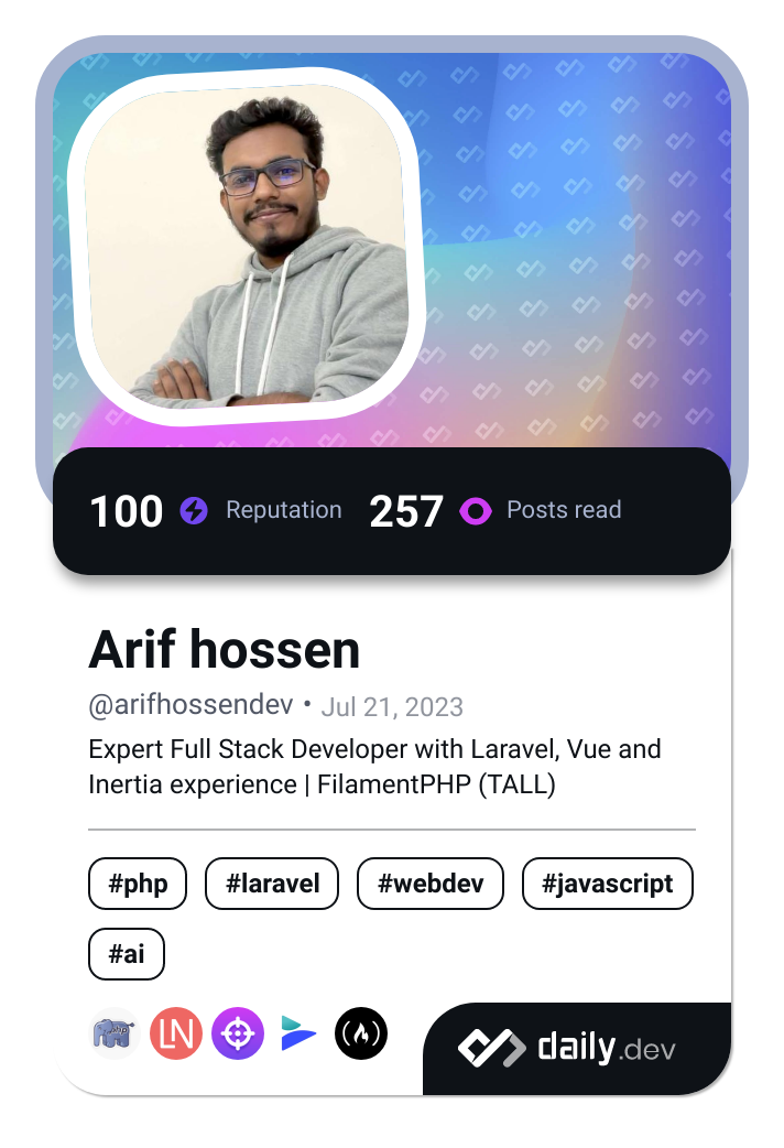 Arif hossen's Dev Card