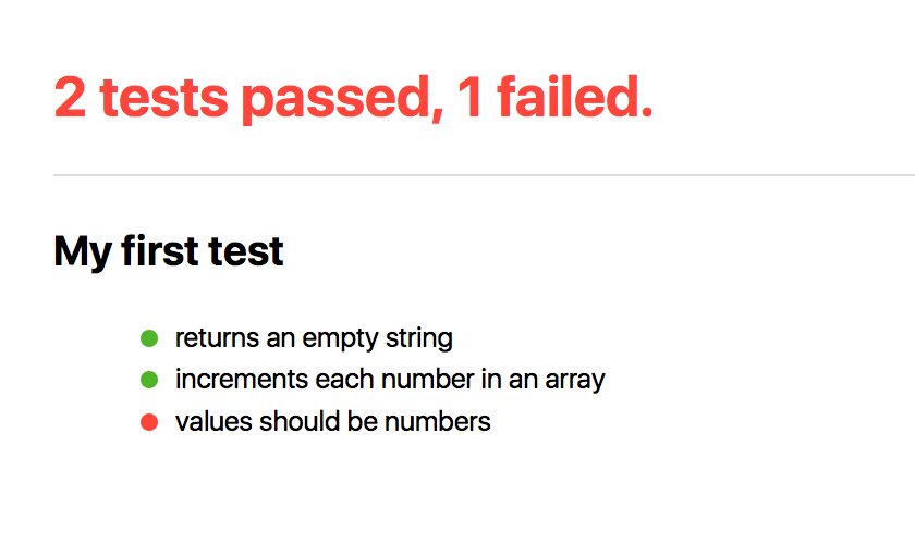 2 tests passed, 1 failed.