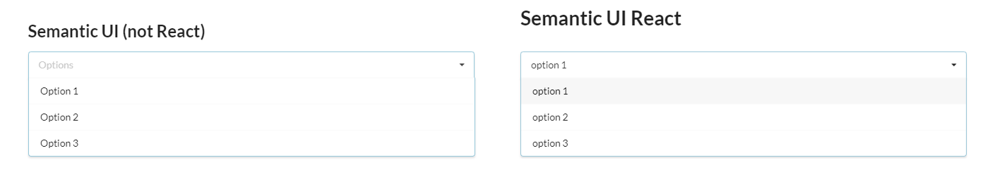 Comparison between the react and non-react version of semantic