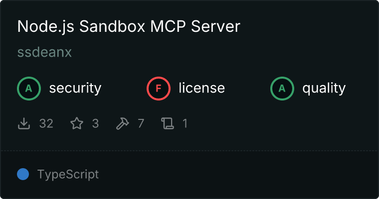 Node.js Sandbox Server MCP server
