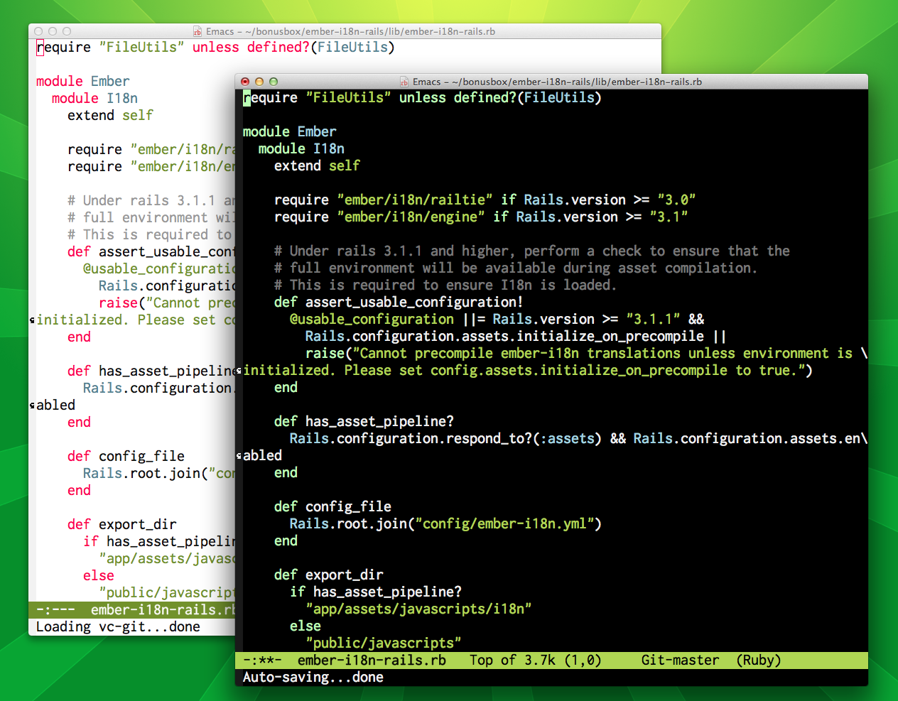 Screen shot of Emacs.app