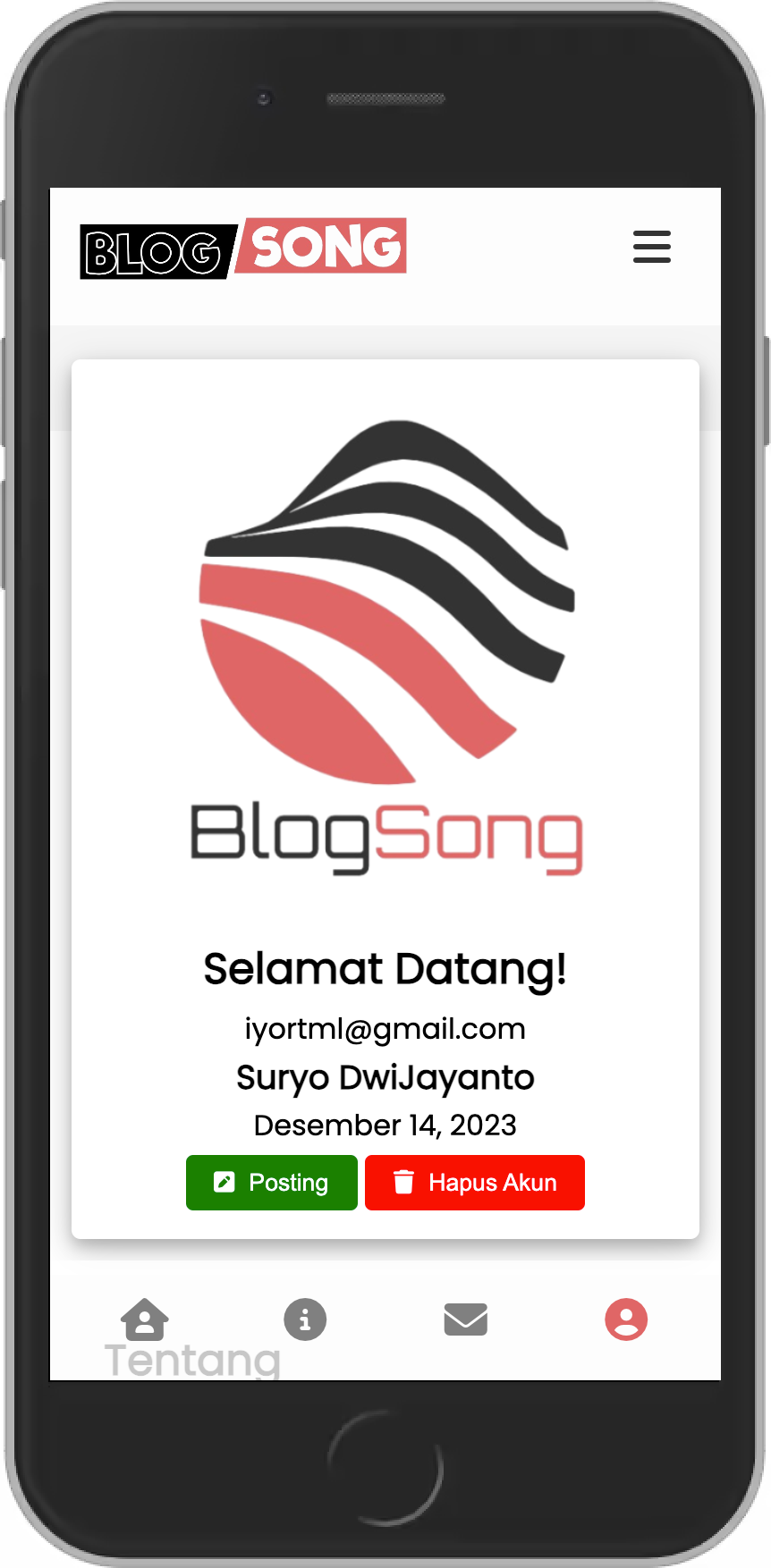 Blog Song | Screenshot Mobile