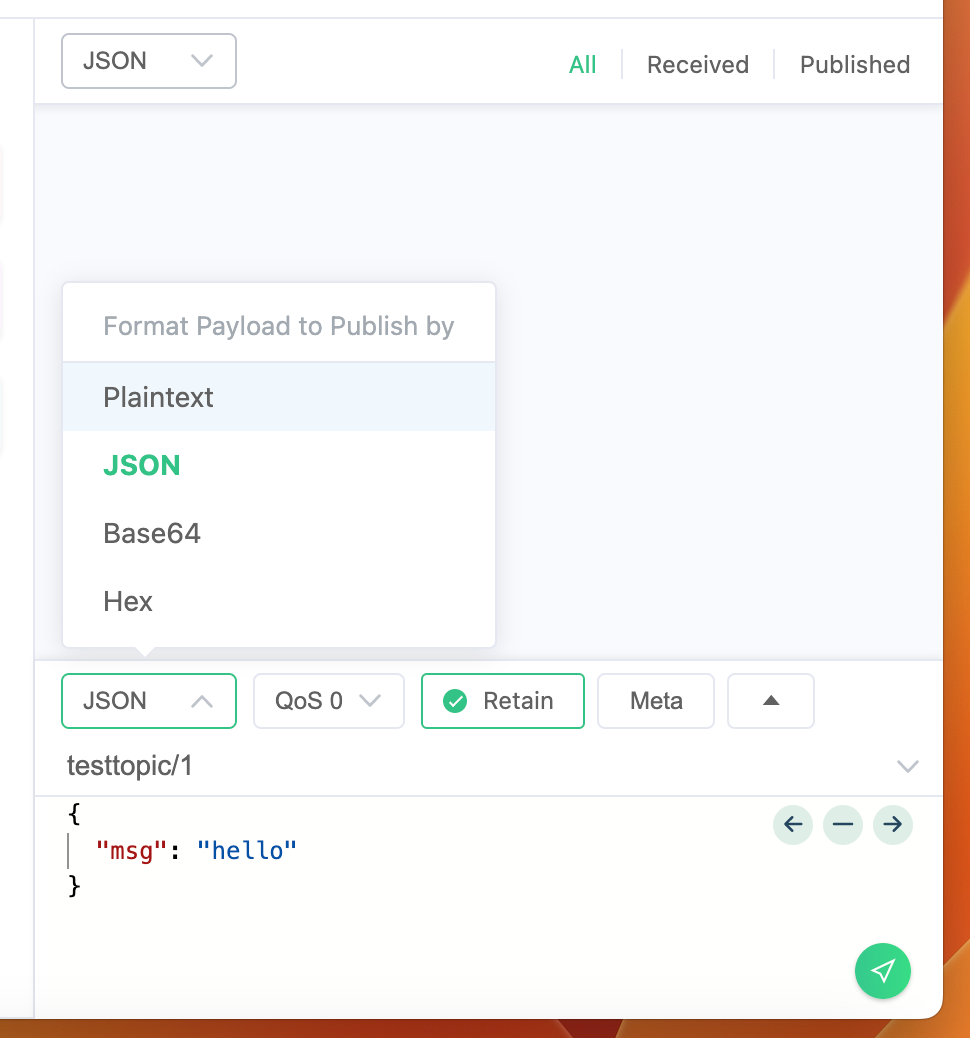 MQTTX Publish Options Interface