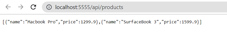 Product list .NET API response