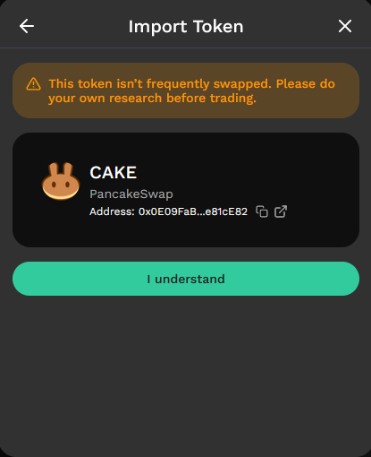 Confirm CAKE import