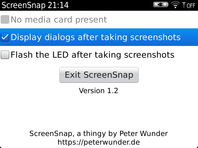 Screenshot of ScreenSnap's main screen