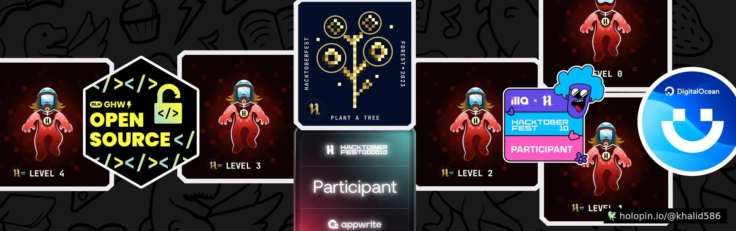 An image of @khalid586's Holopin badges, which is a link to view their full Holopin profile
