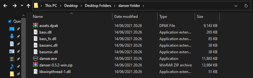 Extracted danser folder