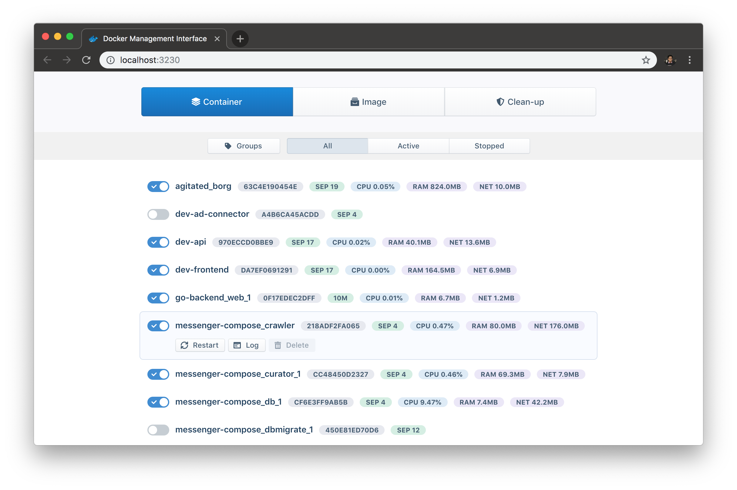 Docker Web Interface Project - A simple GUI interface for Docker