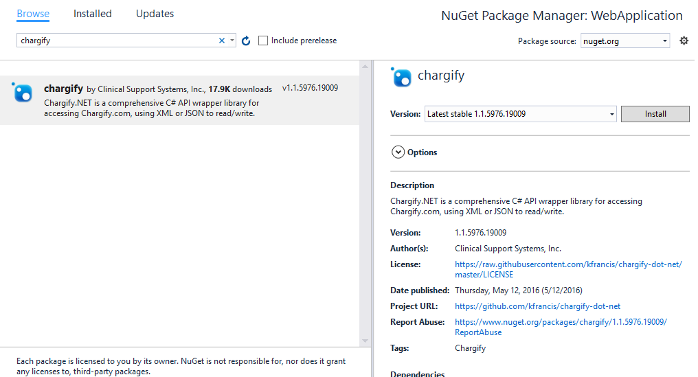 NuGet Package Install