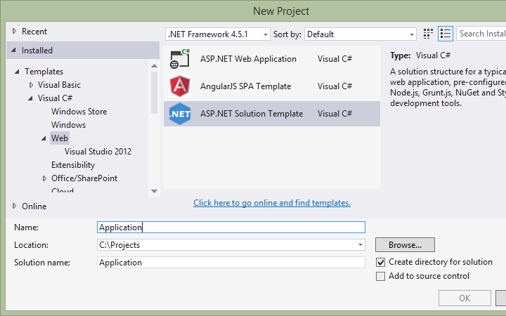 ASP.NET Solution Template