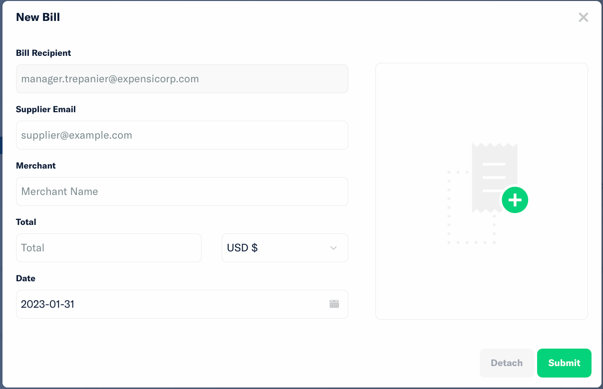 Send bills directly from Expensify