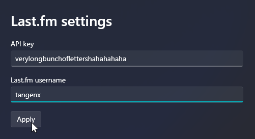 Last.fm settings form